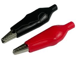 1-Par de garras de jacaré (preto, vermelho)